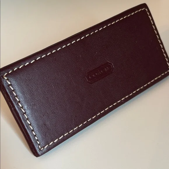 Coach Vintage Brown Leather Stamped Business Card Holder - Picture 9 of 10